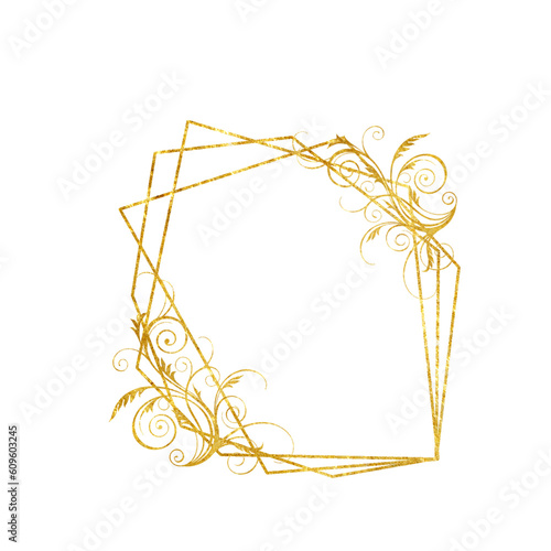 Gold frame isolated on a white background. Holiday cards. Wedding invitations.