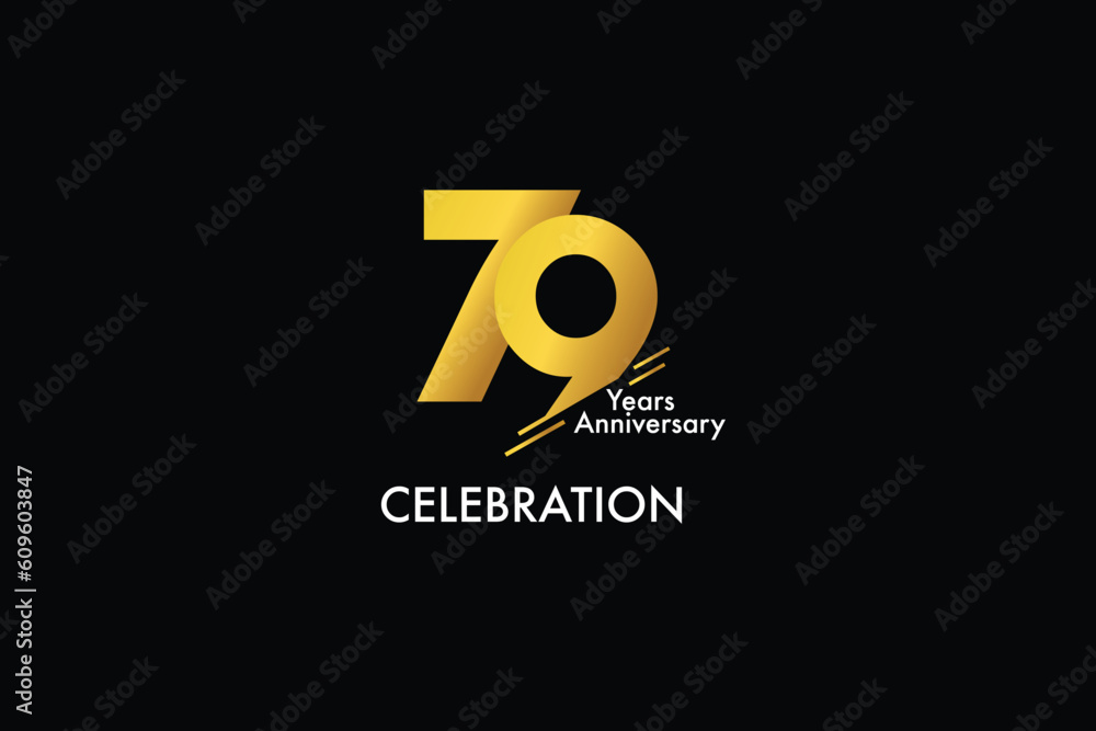 79th, 79 years, 79 year anniversary gold color on black background abstract style logotype. anniversary with gold color isolated on black background, vector design for celebration vector 79th, 79 years, 79 year anniversary gold color on black background abstract style logotype. anniversary with gold color isolated on black background, vector design for celebration vector