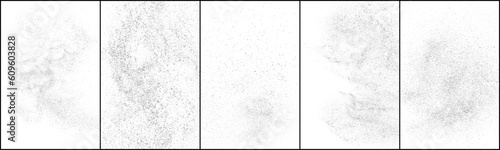 Set of distressed black texture. Dark grainy texture on white background. Dust overlay textured. Grain noise particles. Rusted white effect. Vector illustration, Eps 10.