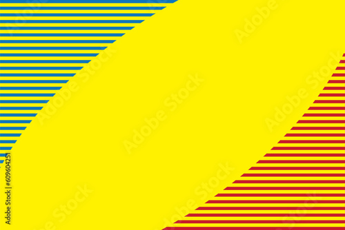 Primary colors background, blue, red, and yellow with round curve, straight line. Vector illustration.