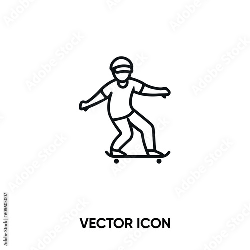Skateboarding vector icon. Modern  simple flat vector illustration for website or mobile app. Skateboard symbol  logo illustration. Pixel perfect vector graphics 