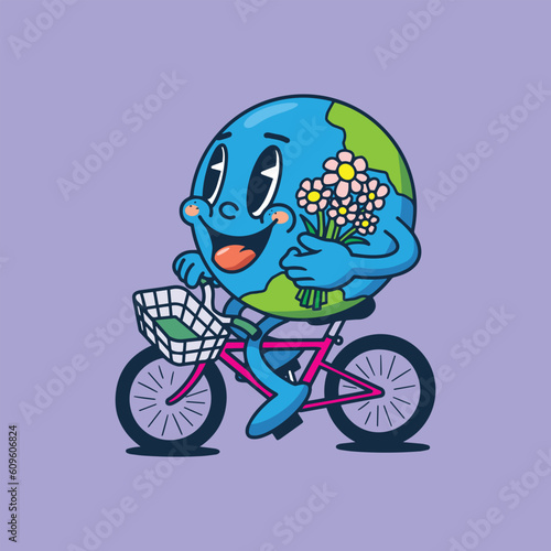 save energy posters in trendy retro cartoon style, groovy 70s banner collection with alternative energy,Electrical energy, wind turbine, lettering, text, planet mascot
