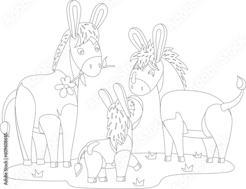 Cartoon farm animal donkey horse vector graphic