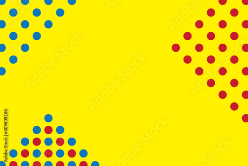 Primary colors background, blue, red, and yellow with circle shape, wall art pattern. Vector illustration.