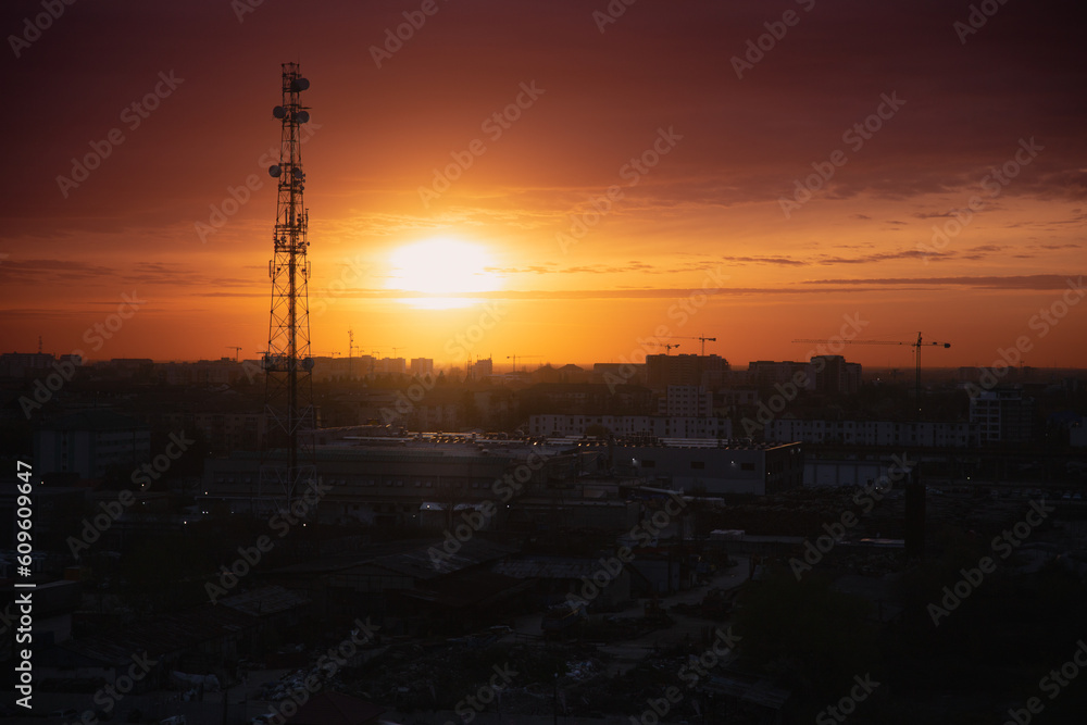 sunset over the city sunset over the city