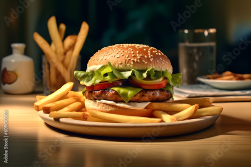 burger and fries