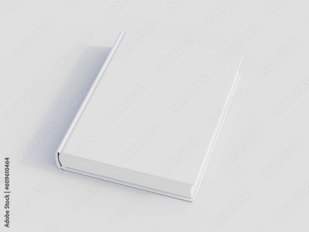 Blank white book on white background. Blank white book cover mockup Blank white book on white background. Blank white book cover mockup