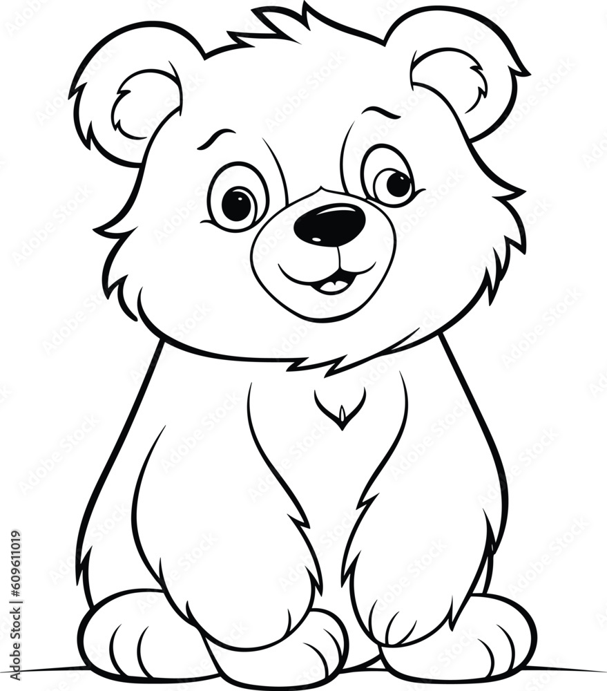 Fototapeta premium Bear, colouring book for kids, vector illustration