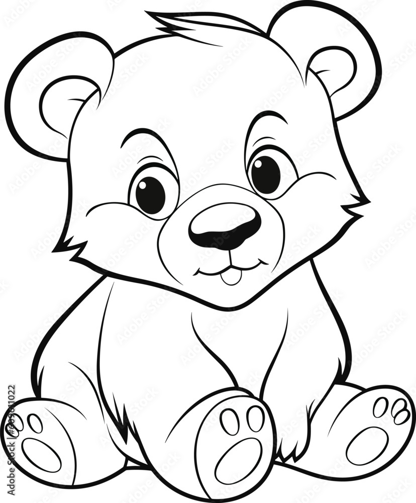 Bear, colouring book for kids, vector illustration Bear, colouring book for kids, vector illustration