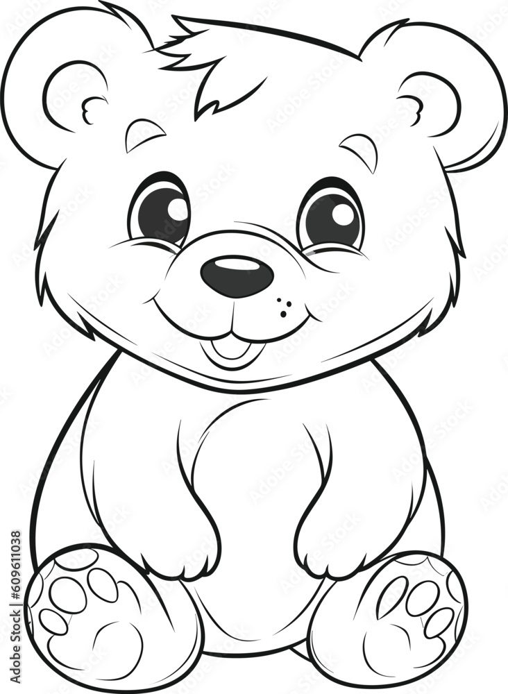Obraz premium Bear, colouring book for kids, vector illustration