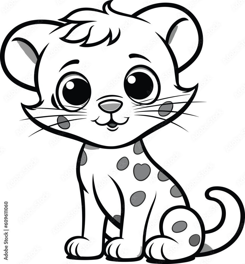 Leopard, colouring book for kids, vector illustration Leopard, colouring book for kids, vector illustration