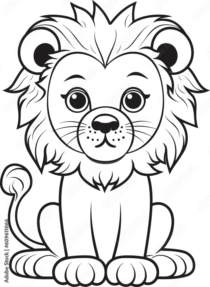 Lion, colouring book for kids, vector illustration