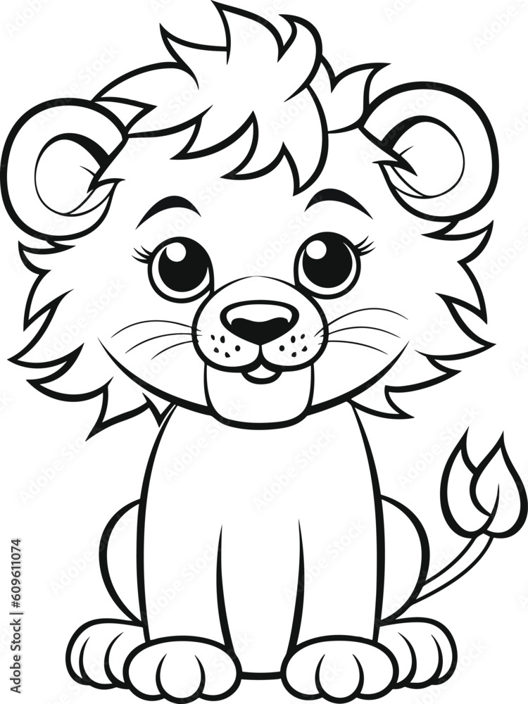 Lion, colouring book for kids, vector illustration Lion, colouring book for kids, vector illustration