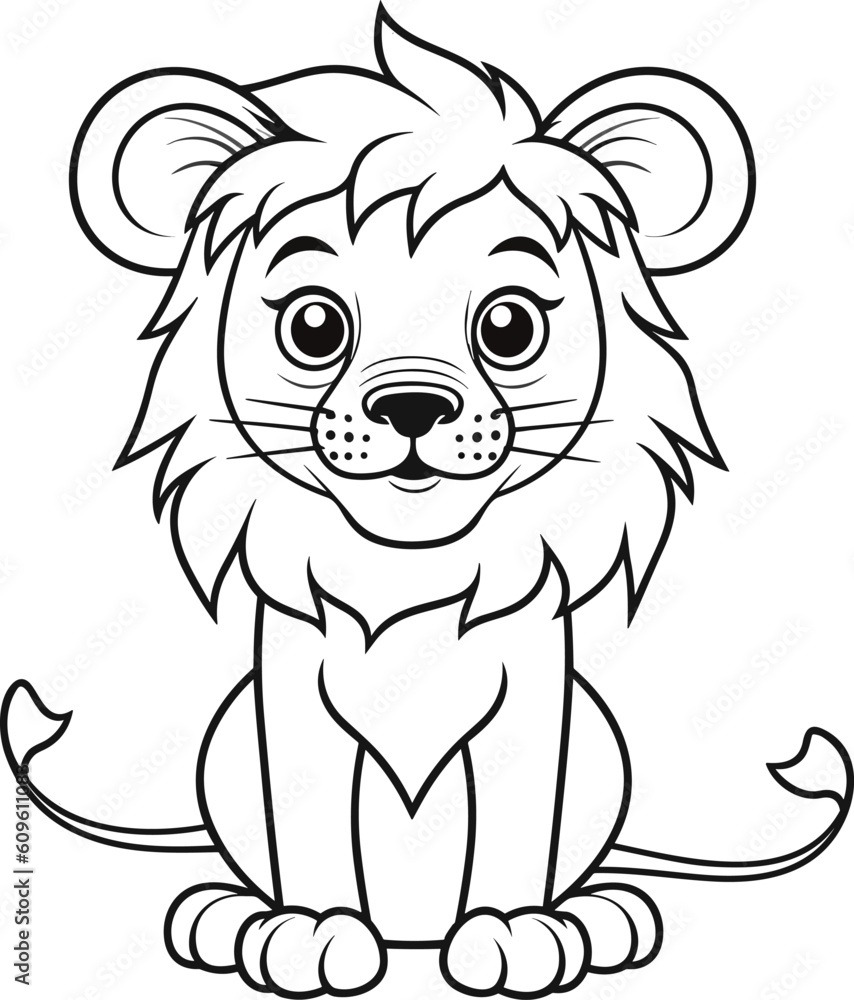 Lion, colouring book for kids, vector illustration Lion, colouring book for kids, vector illustration
