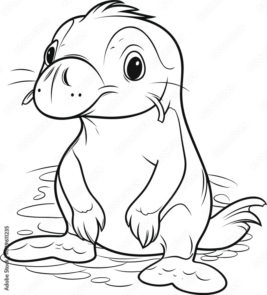 Platypus, colouring book for kids, vector illustration Platypus, colouring book for kids, vector illustration