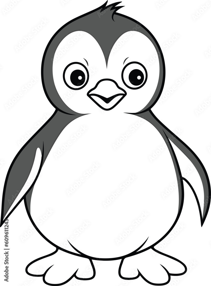 Fototapeta premium Penguin, colouring book for kids, vector illustration