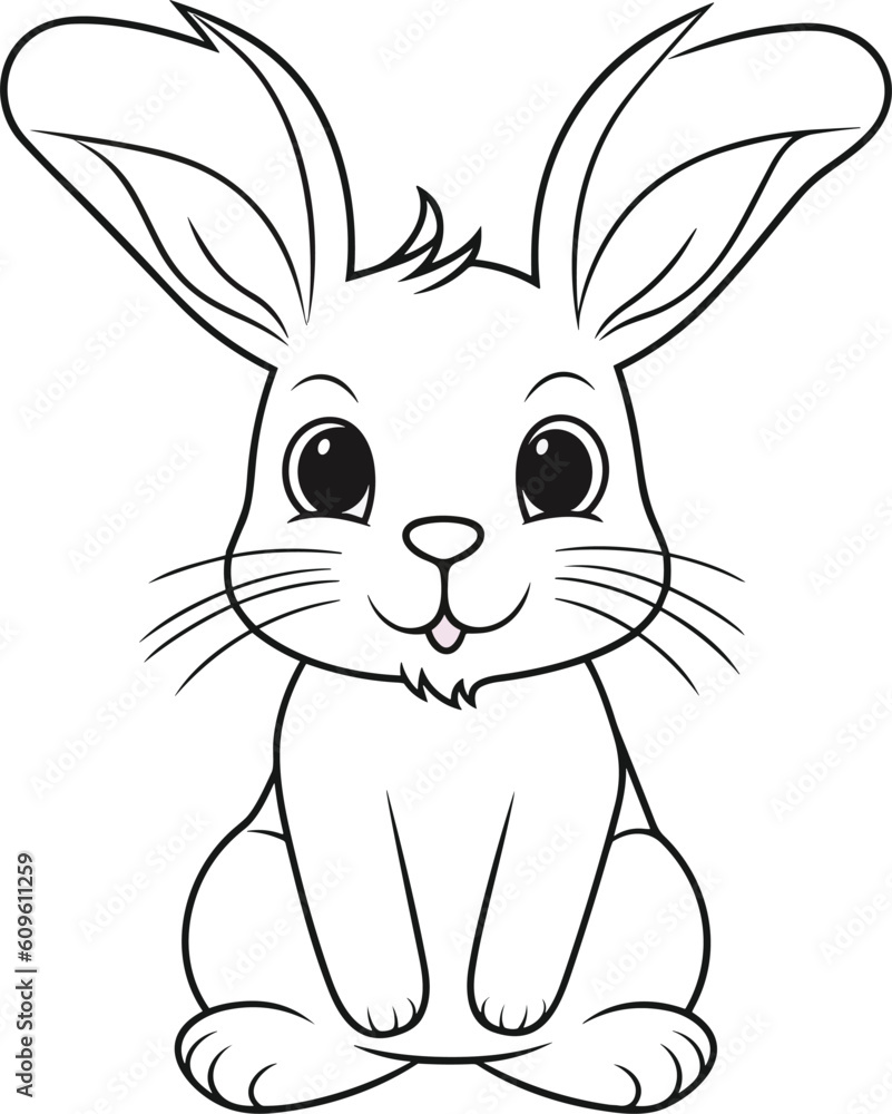 Rabbit, colouring book for kids, vector illustration Stock Vector