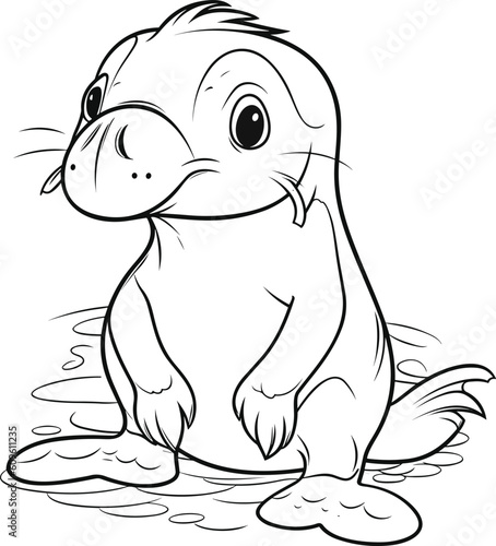 Platypus  colouring book for kids  vector illustration