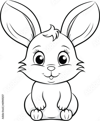 Rabbit, colouring book for kids, vector illustration