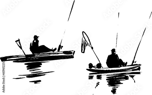 fishing by fishing kayak boat in the ocean