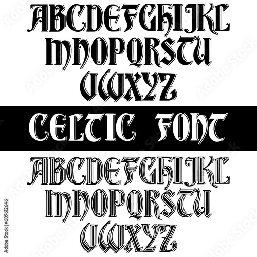Author s stylish celtic font with patterns. Celtic knot.