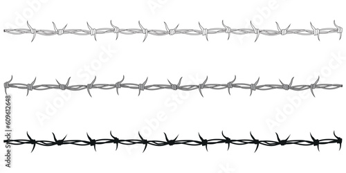 barbed wire - black and white symbol silhouette, vector illustration isolated on white