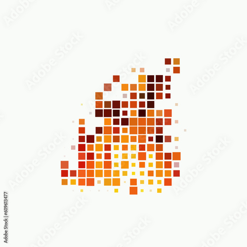 fire flame mosaic vector illustration for needlework