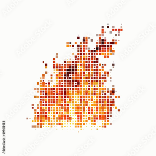 fire flame mosaic vector illustration for needlework