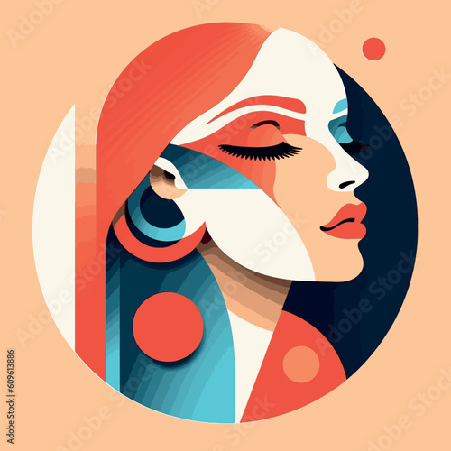 girl, portrait design image. Vector illustration