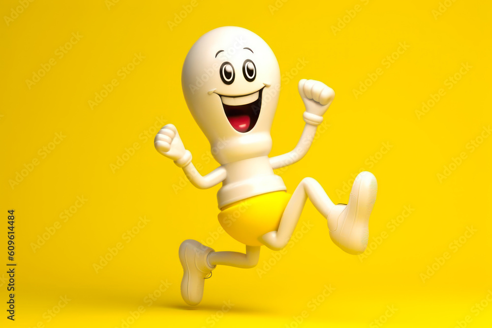 electric lamp character on yellow background generative ai electric lamp character on yellow background generative ai