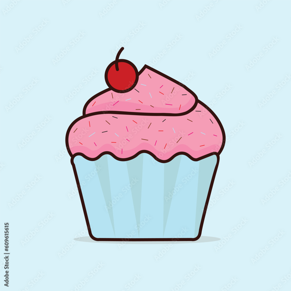 Cut baby cupcake. cupcake with cherry on top. cupcake illustration. cupcake vector Cut baby cupcake. cupcake with cherry on top. cupcake illustration. cupcake vector
