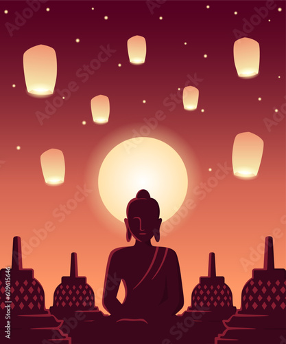 Vector illustration of Vesak festival