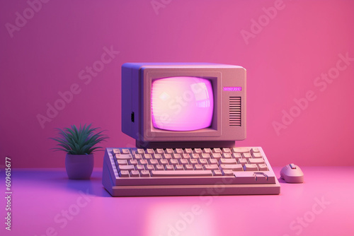 Retro computer on desk