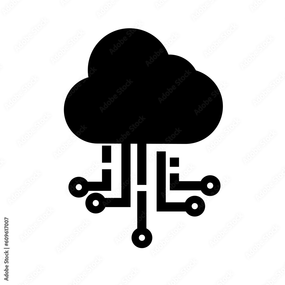 Cloud network silhouette icon. Cyber. Vector. Cloud network silhouette icon. Cyber. Vector.