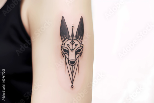 Anubis Egypt god tattoo design idea for men or women. Generative AI.