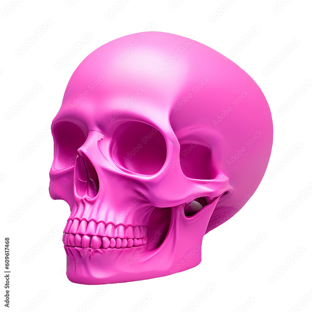 realistic pink skull on transparent background created with generative AI realistic pink skull on transparent background created with generative AI