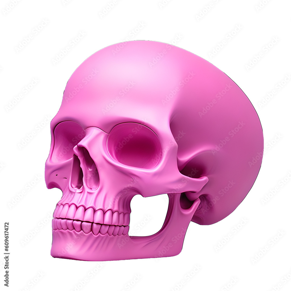realistic pink skull on transparent background created with generative AI realistic pink skull on transparent background created with generative AI