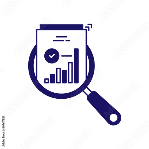 magnifier and doc with increase income icon
