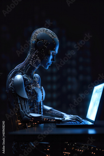 Industry 5.0 Advanced technology and A.I. -powered robots Robot working alongside humans (Generative AI, Generative, KI)
