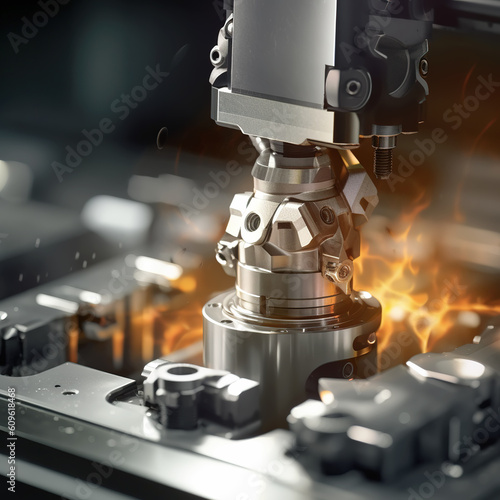 Metallurgy milling plasma cutting of metal CNC Laser engraving. Concept background modern industrial technology.