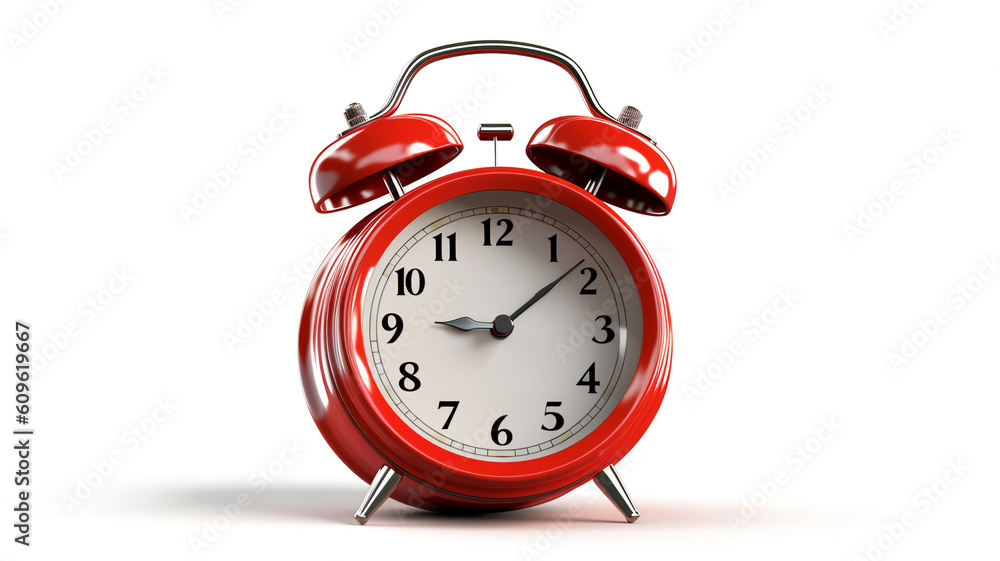 Red alarm clock with dial on legs, copy space Red alarm clock with dial on legs, copy space