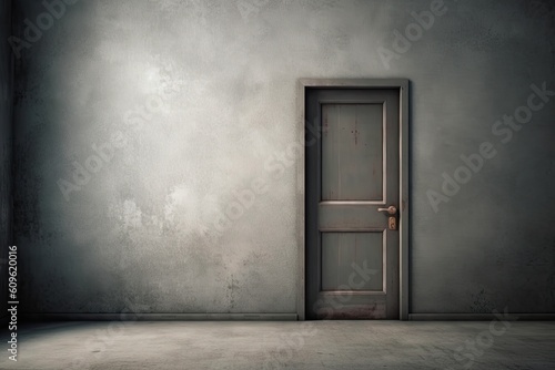 0343. Door in front of dark wall. Generative AI