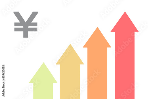 円高　円安　光熱費　高騰　値上げ　成長　上昇　チャート　上向き　グラフ　イラスト