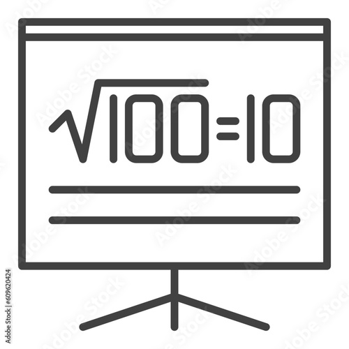 Square Root of 100 vector Mathematics concept thin line icon
