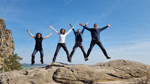 Group of young people enjoying freedom together