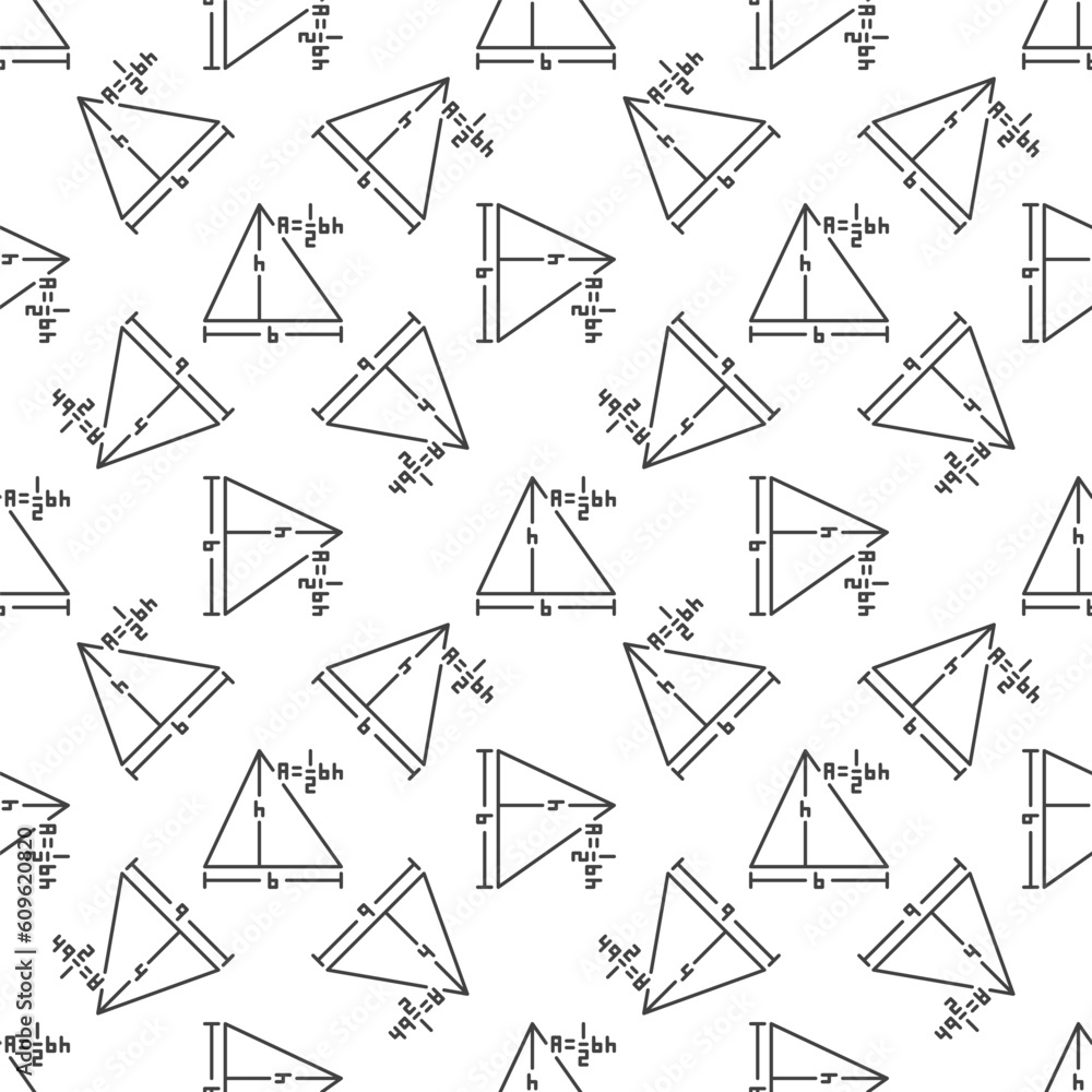 A=1/2bh vector Area of a Triangle concept line seamless pattern A=1/2bh vector Area of a Triangle concept line seamless pattern