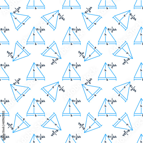 A=1/2bh vector Area of a Triangle concept creative seamless pattern