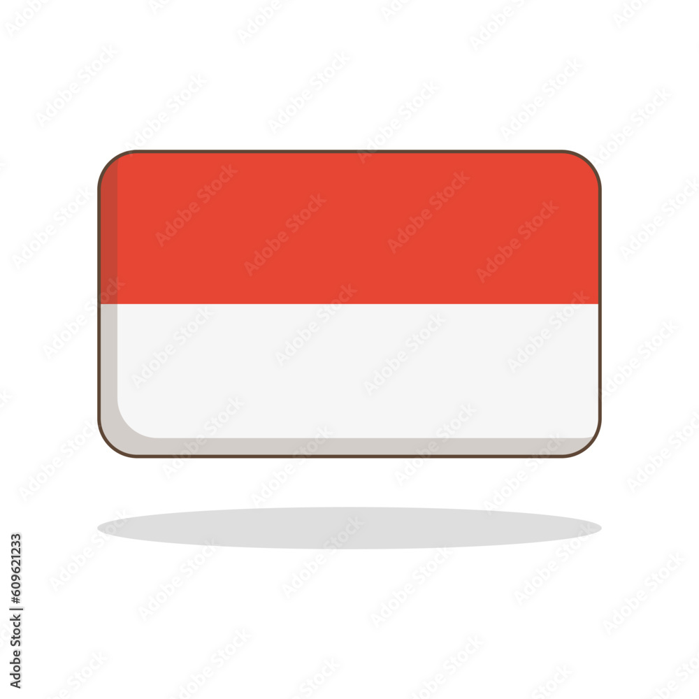 Indonesian flag and shadow. Vector. Indonesian flag and shadow. Vector.