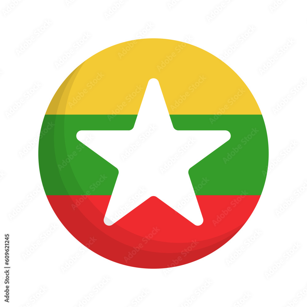 Modern round Myanmar flag. Vector. Modern round Myanmar flag. Vector.