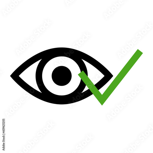 Eye and check mark. Visible check. Vector.
